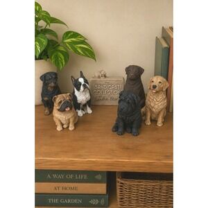Sandicast Dog Figurine Set of 6 Sandra Brue Rottweiler Lab Pug French Bulldog